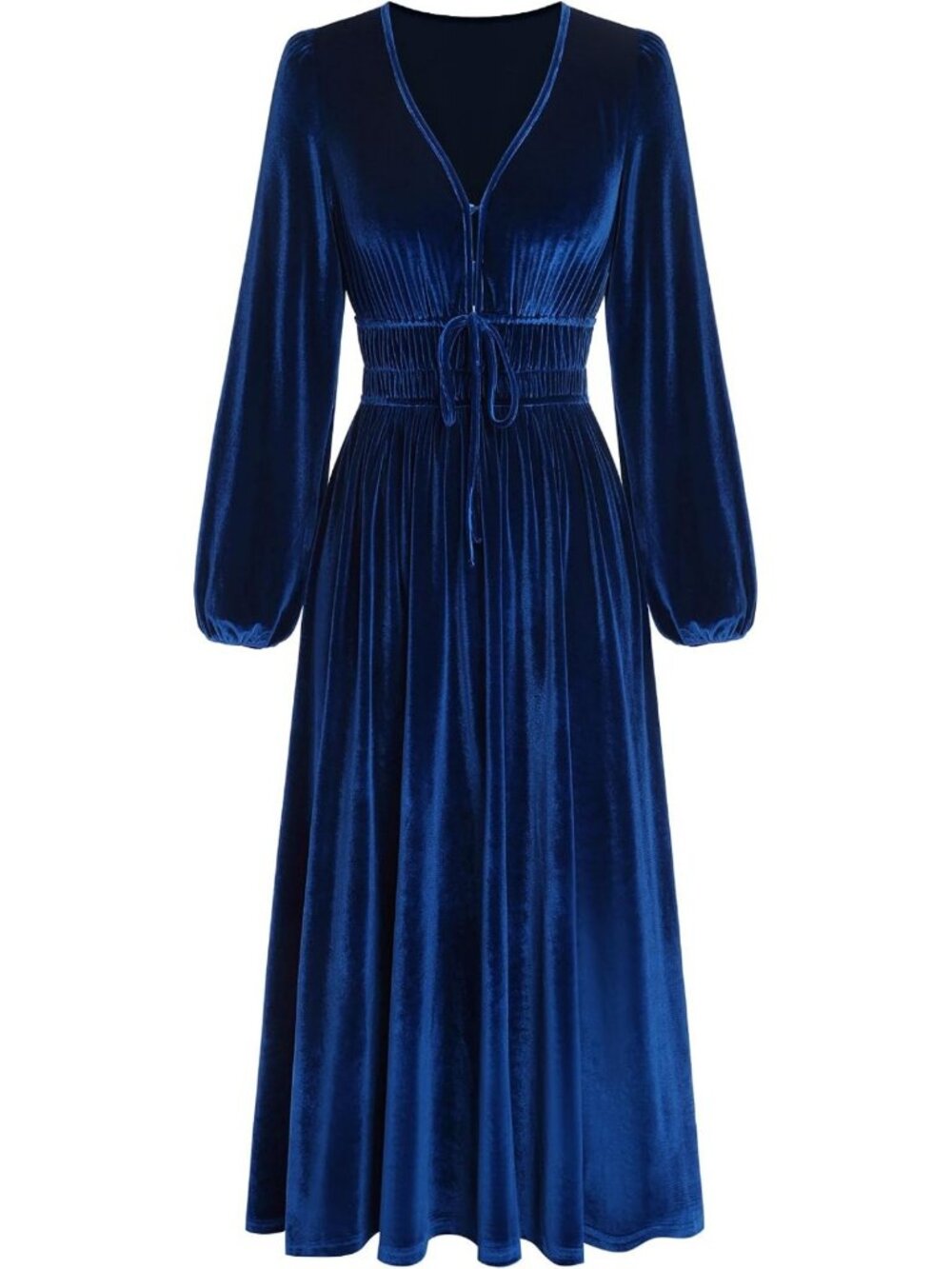 Chic V Neck Velvet Midi Dress | Long Sleeve Formal Cocktail Dress for Women